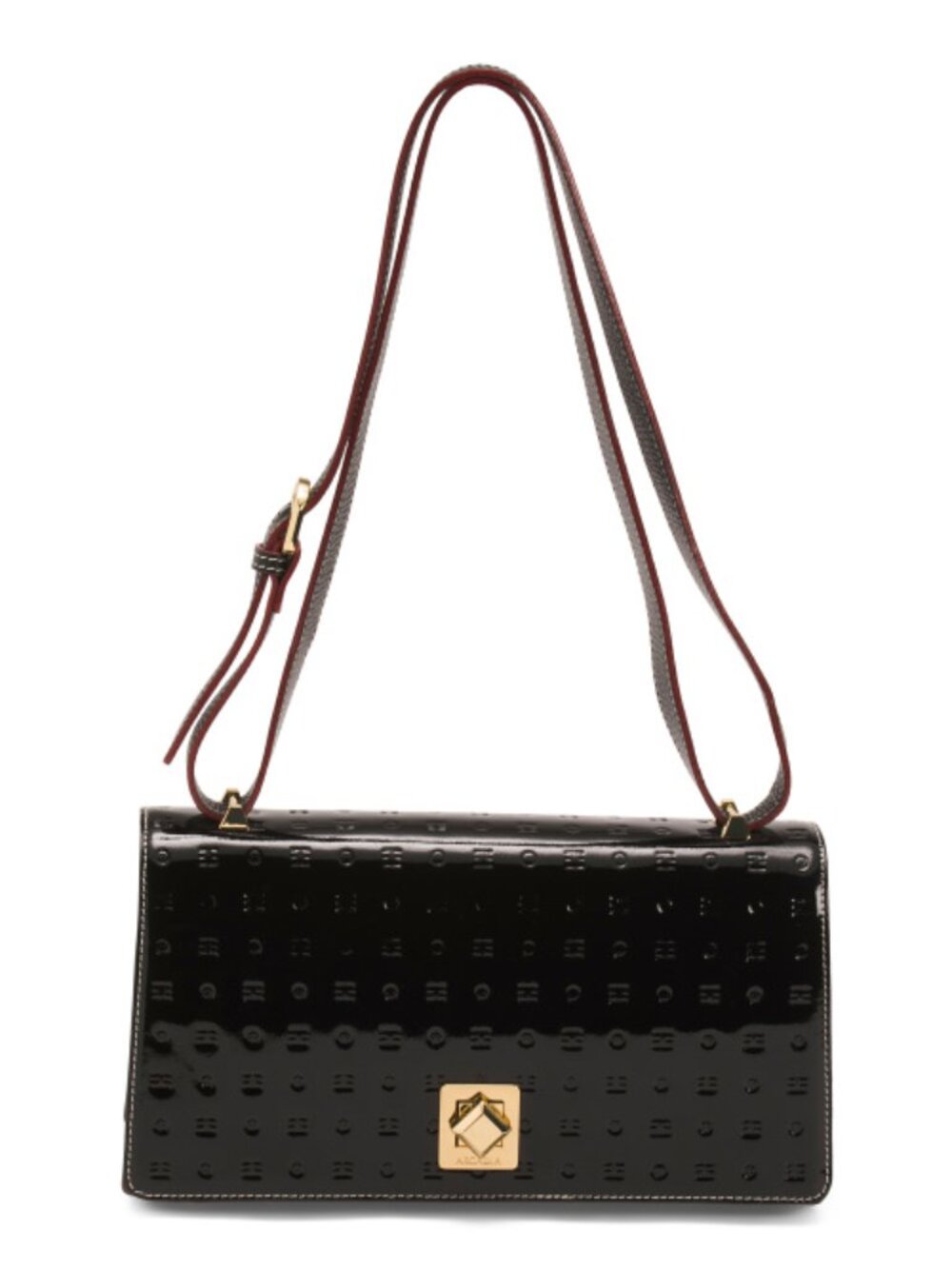 ARCADIA Made In Italy Leather East West Bag With Flap Square Closure